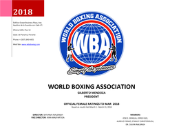 Wba Female Ranking March 2018