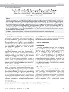 Carotenoids Are Related to the Colour and Lipid Content of the Pequi