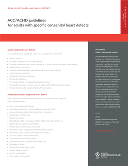 ACC/ACHD Guidelines for Adults with Specific Congenital Heart Defects