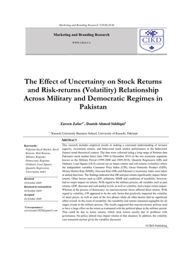 The Effect of Uncertainty on Stock Returns and Risk-Returns (Volatility) Relationship Across Military and Democratic Regimes in Pakistan