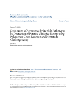 Delineation of Aeromonas Hydrophila Pathotypes by Dectection of Putative Virulence Factors Using Polymerase Chain Reaction and N