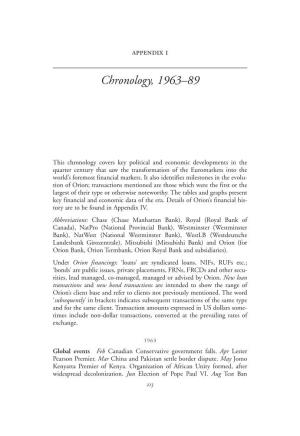 Chronology, 1963–89