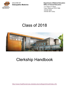Class of 2018 Clerkship Handbook