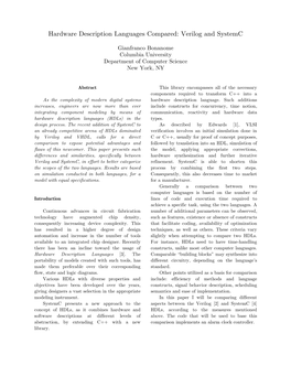 Hardware Description Languages Compared: Verilog and Systemc