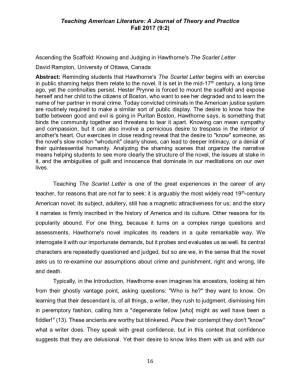Teaching American Literature: a Journal of Theory and Practice Fall 2017 (9:2)