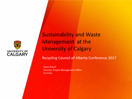 Sustainability and Waste Management at the University of Calgary
