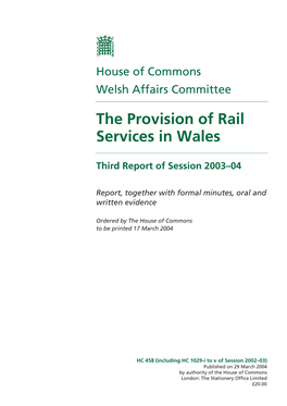 The Provision of Rail Services in Wales