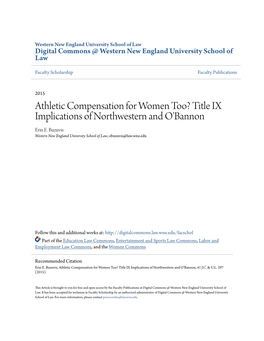 Title IX Implications of Northwestern and O'bannon Erin E