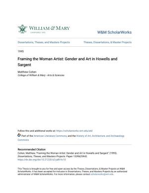 Gender and Art in Howells and Sargent