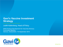 Gavi's Vaccine Investment Strategy