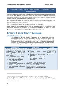 GOVERNMENT COMPLIANCE and SUPREME COURT DIRECTIVES: an Assessment