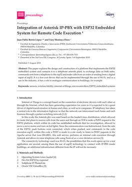 Integration of Asterisk IP-PBX with ESP32 Embedded System for Remote Code Execution †