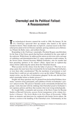 Chernobyl and Its Political Fallout: a Reassessment