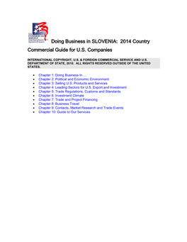 Doing Business in SLOVENIA: 2014 Country Commercial Guide for U.S. Companies