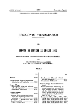 Seduta Di Gioyedi' 22 Loglio .1982