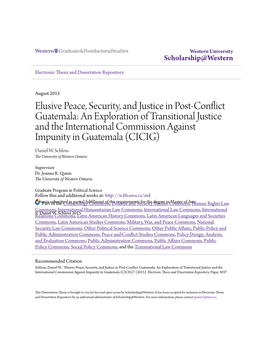 Elusive Peace, Security, and Justice in Post-Conflict Guatemala: An