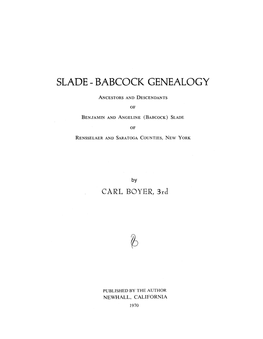 Slade - Babcock Genealogy