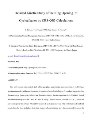 Detailed Kinetic Study of the Ring Opening of Cycloalkanes by CBS-QB3 Calculations