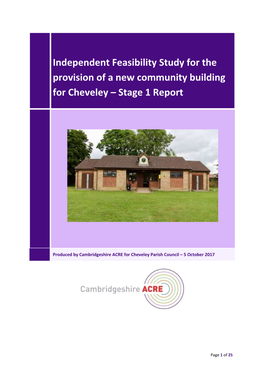Independent Feasibility Study for the Provision of a New Community Building for Cheveley – Stage 1 Report