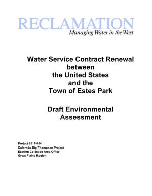 Water Service Contract Renewal Between the United States and the Town of Estes Park