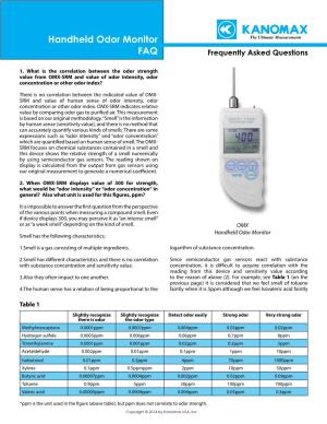 Handheld Odor Monitor FAQ Frequently Asked Questions