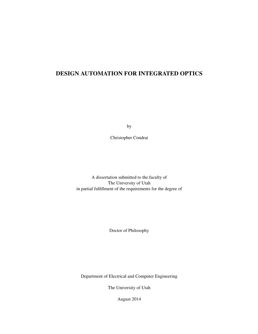 Design Automation for Integrated Optics