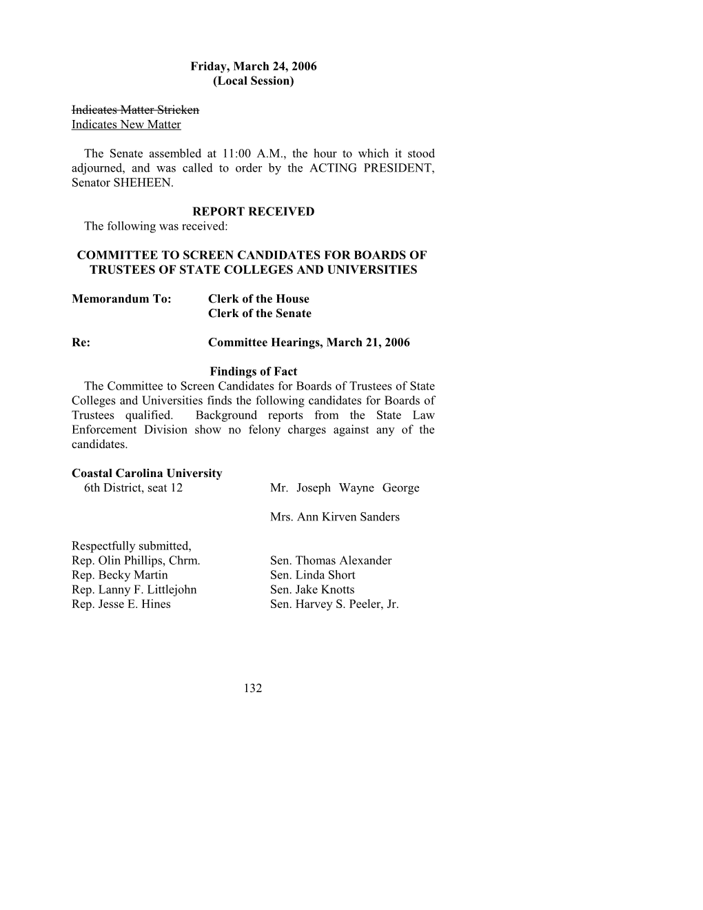 Senate Journal for Mar. 24, 2006 - South Carolina Legislature Online