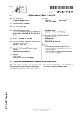 Enterically Coated Cysteamine, Cystamine and Derivatives Thereof