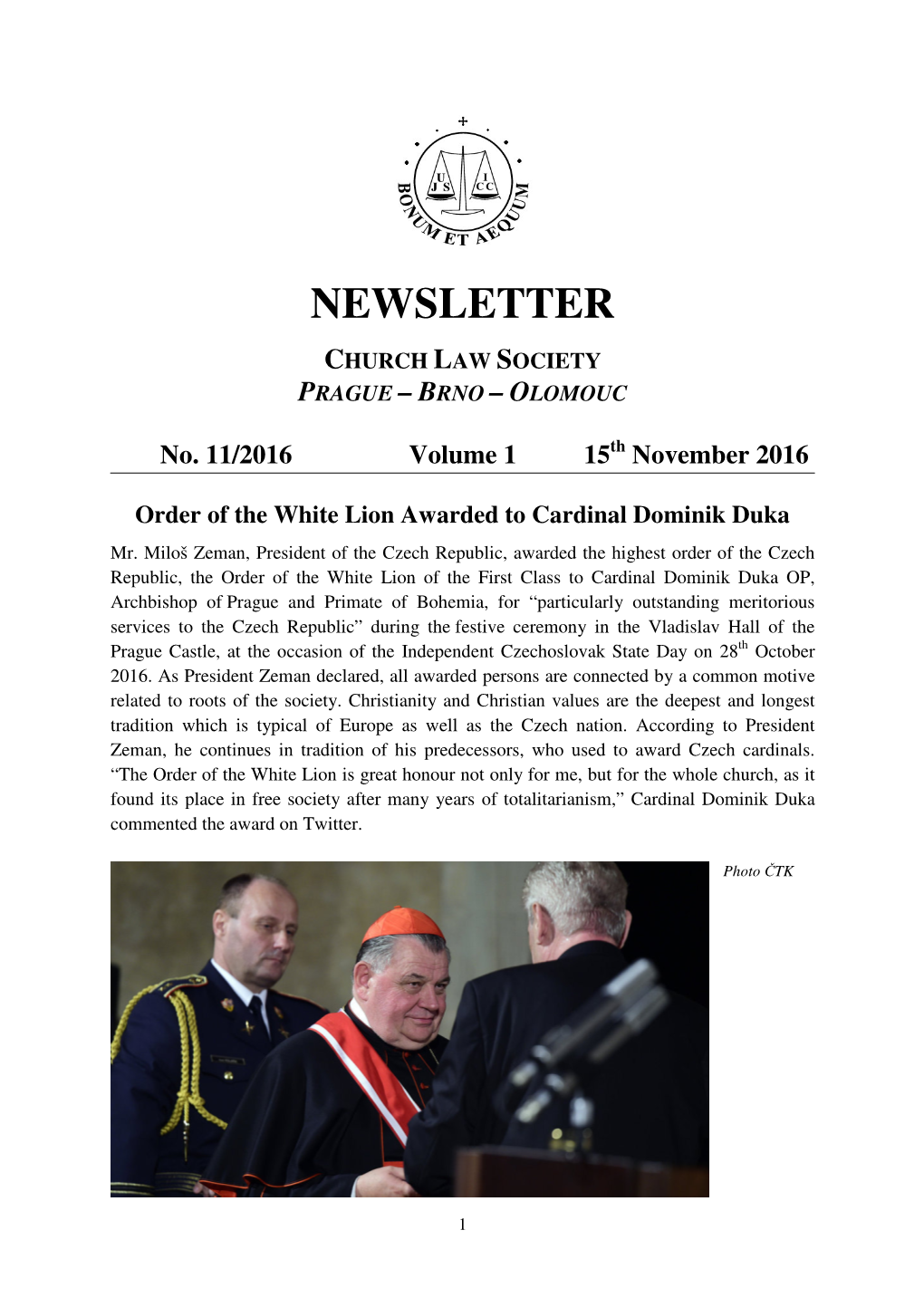 Newsletter Church Law Society Prague