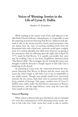 Ironies in the Life of Cyrus E. Dallin