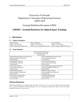 CDD) GHOST - Ground Hardware for Optical Space Tracking