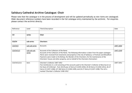 Salisbury Cathedral Archive Catalogue: Choir