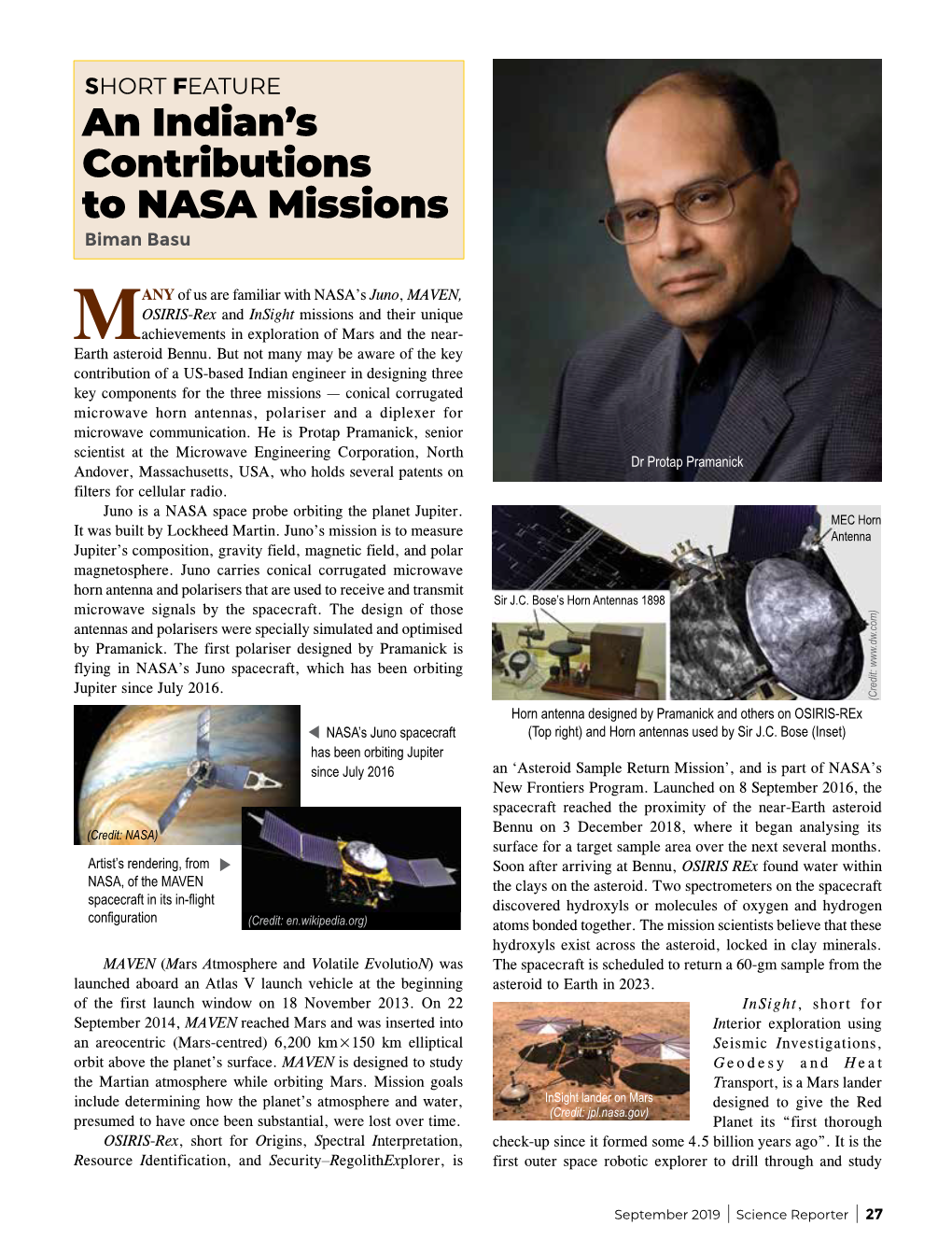 An Indian's Contributions to NASA Missions