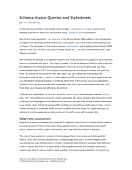 Schema-Aware Queries and Stylesheets