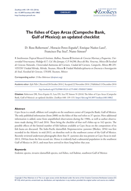 The Fishes of Cayo Arcas (Campeche Bank, Gulf of Mexico): an Updated Checklist