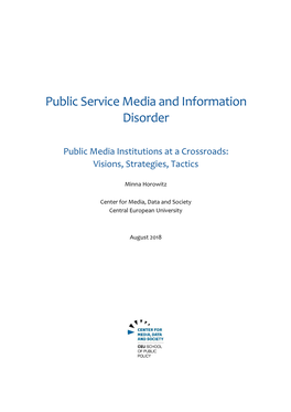 Public Service Media and Information Disorder