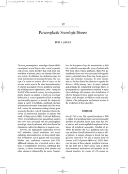 Paraneoplastic Neurologic Disease