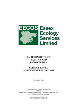 Basildon District Biodiversity and Habitat Service Level Agreement