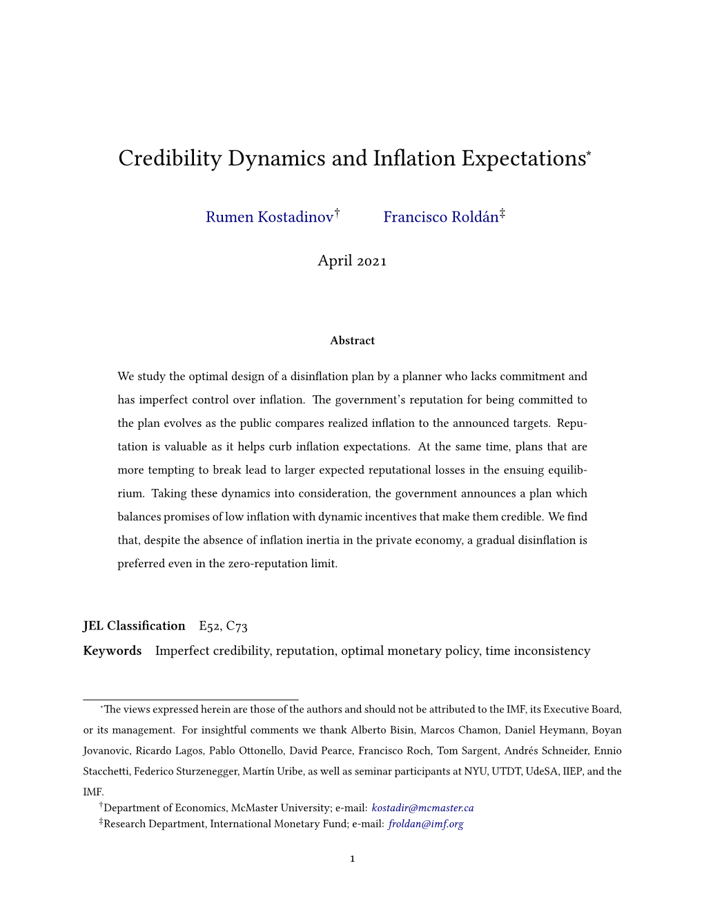 Credibility Dynamics and Inflation Expectations∗