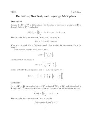 Derivative, Gradient, and Lagrange Multipliers