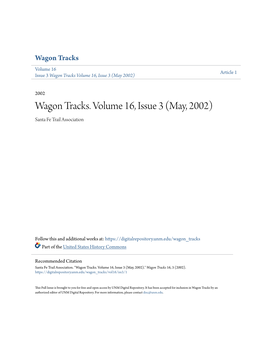 Wagon Tracks. Volume 16, Issue 3 (May, 2002) Santa Fe Trail Association