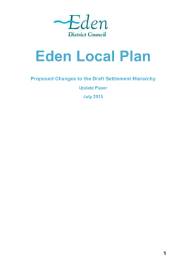 Proposed Changes to the Draft Settlement Hierarchy Update Paper