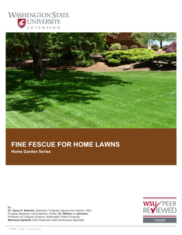 FINE FESCUE for HOME LAWNS Home Garden Series