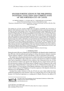 Spanish Fortifications in the Philippines: Inception, Evolution and Current State of the Fortified City of Cavite