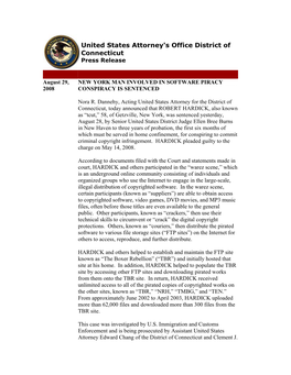 United States Attorney's Office District of Connecticut Press Release