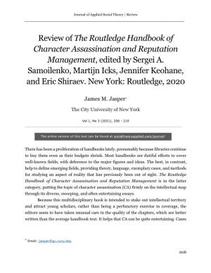 Review of the Routledge Handbook of Character Assassination and Reputation Management, Edited by Sergei A. Samoilenko, Martijn I