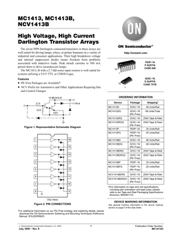 MC1413, MC1413B, NCV1413B High Voltage, High Current Darlington Transistor Arrays