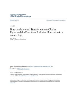 Transcendence and Transformation: Charles Taylor and the Promise of Inclusive Humanism in a Secular Age