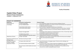 Capital Cities Project Research Project Submissions (Updated: 21 September 2012)