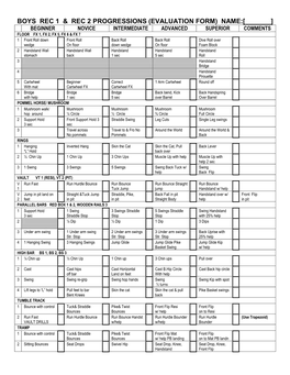 Boys Rec 1 & Rec 2 Progressions